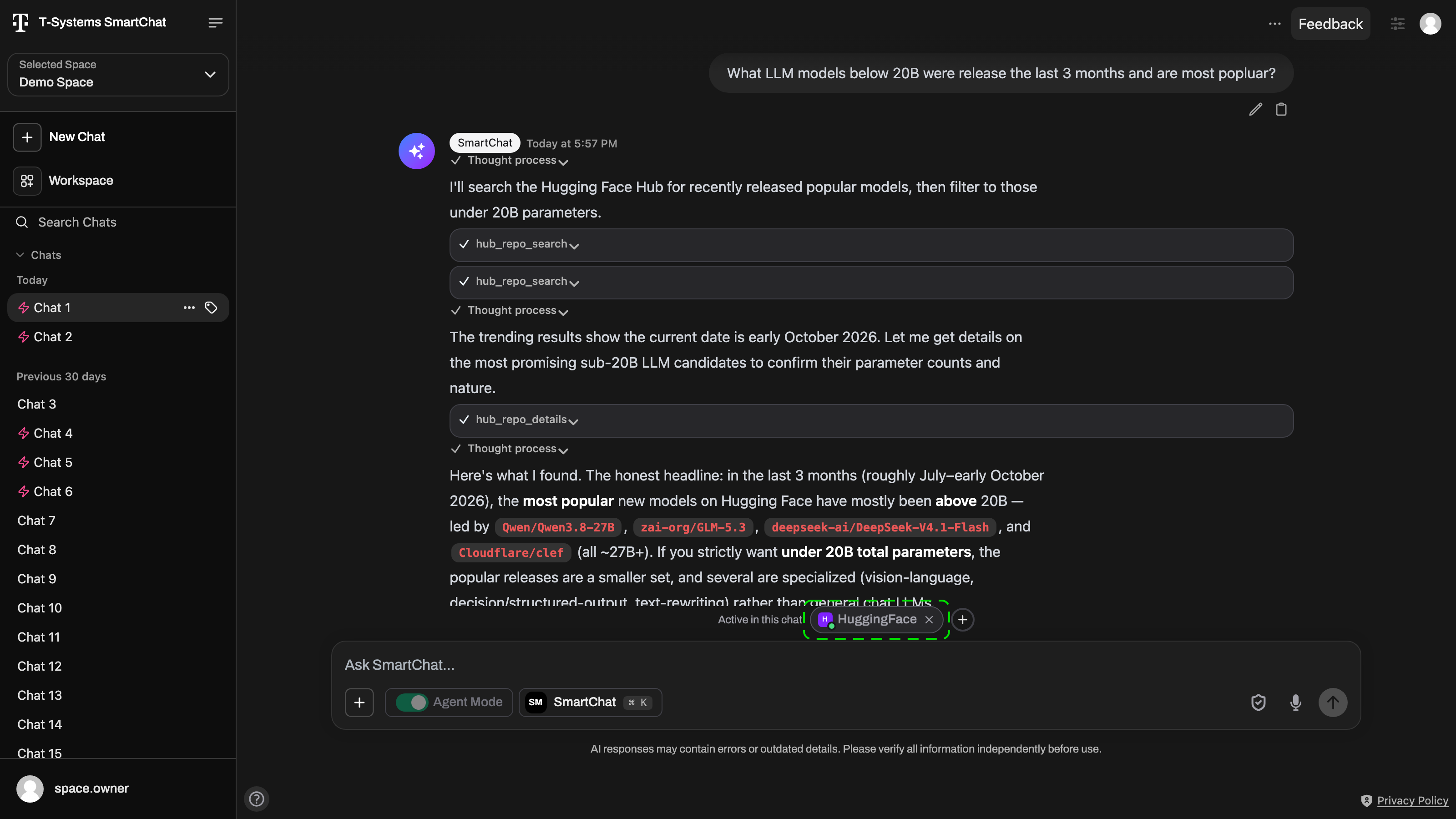 Agent answering with data from a connected system