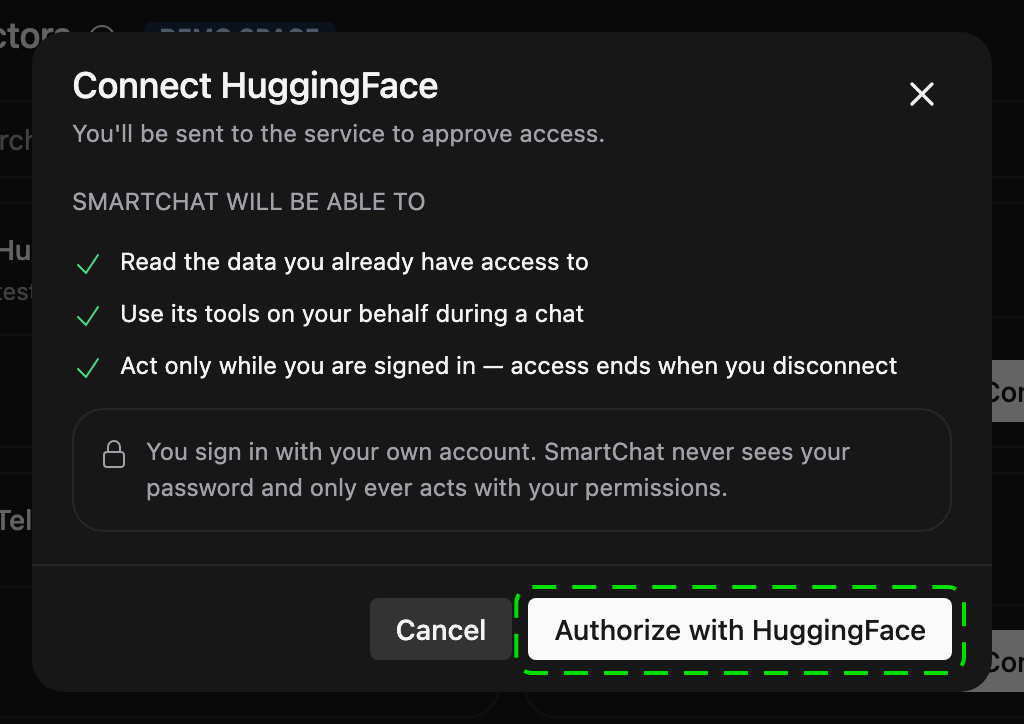 Consent dialog before connecting