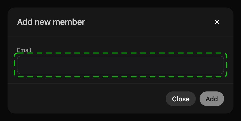 Add new member dialog