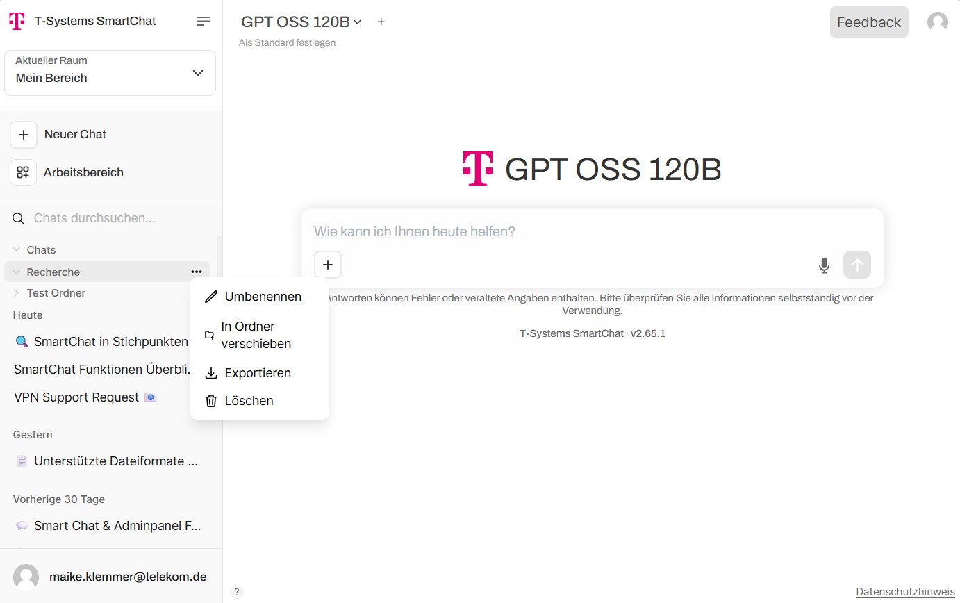Folder context menu