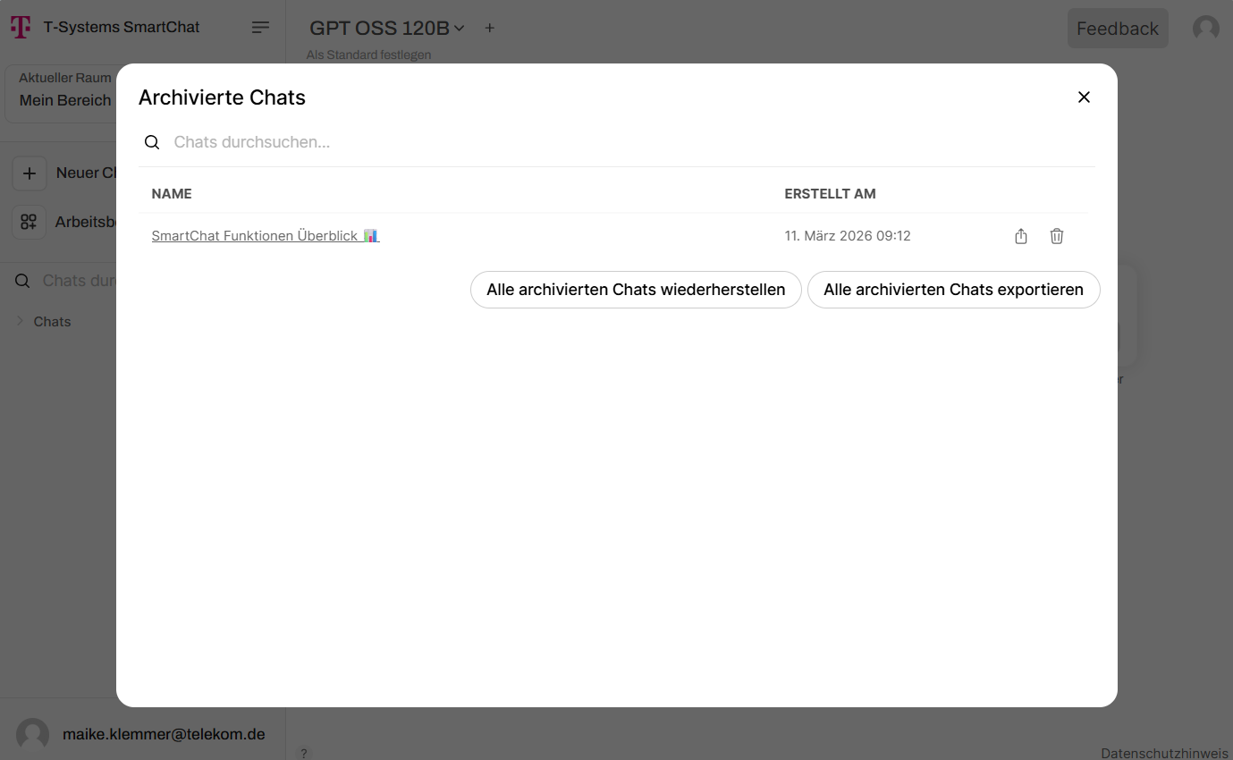 Archived chats dialog