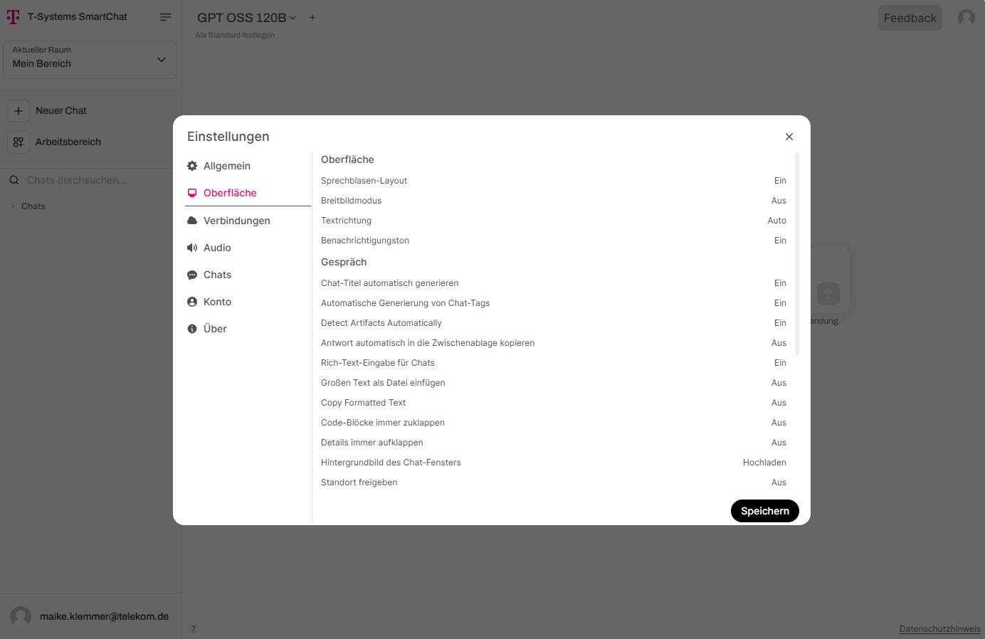 Chat dialog settings