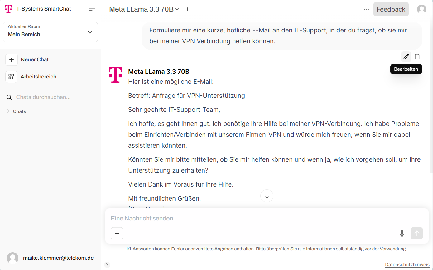 Bearbeiten-Symbol unter dem Prompt