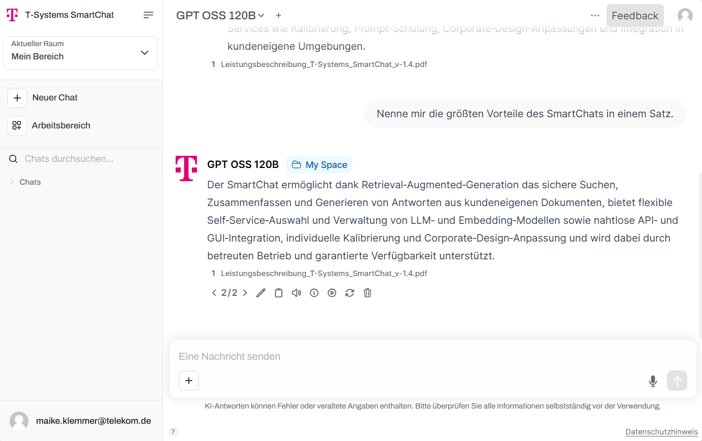Neu generierte Antwort