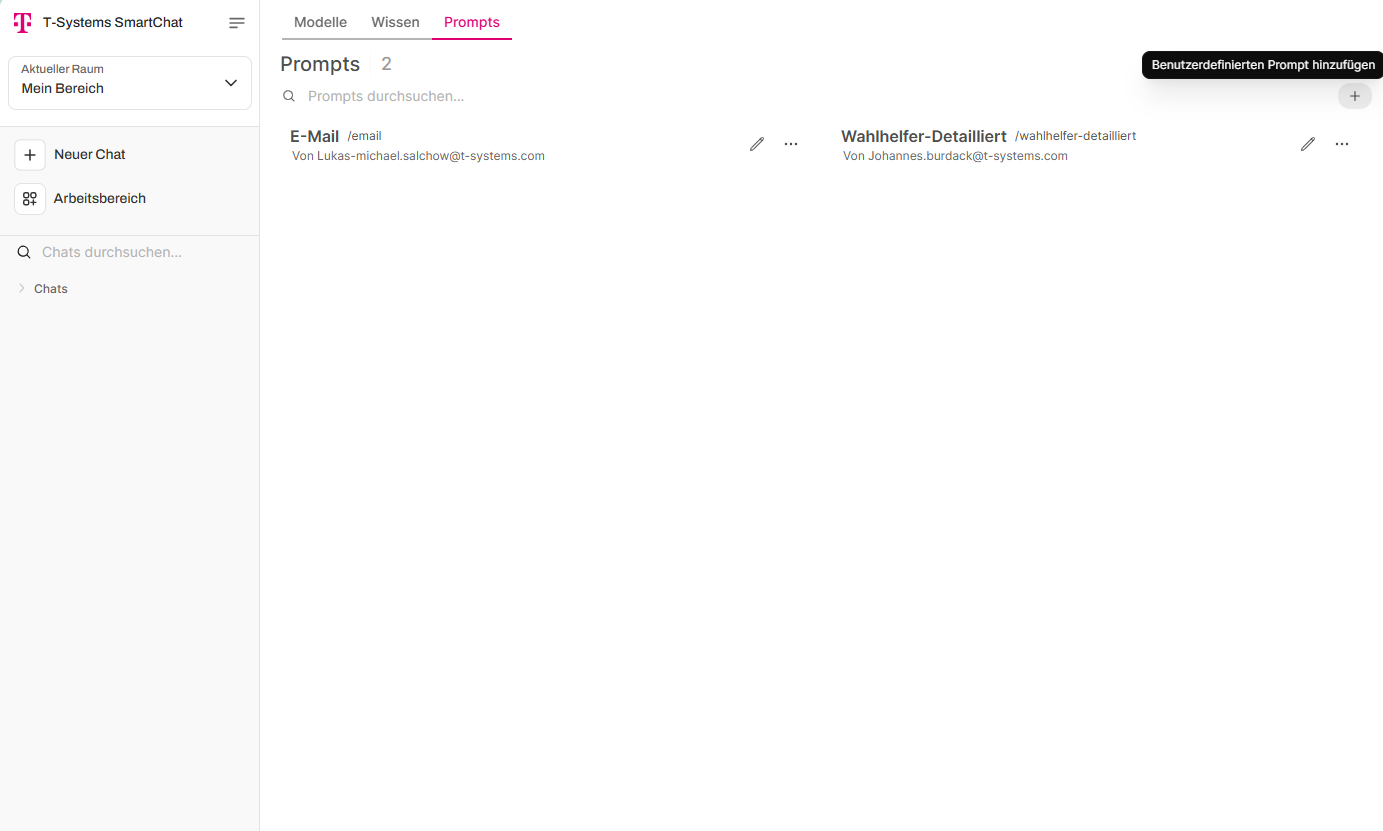 Plus-Button für neue Prompt-Vorlage