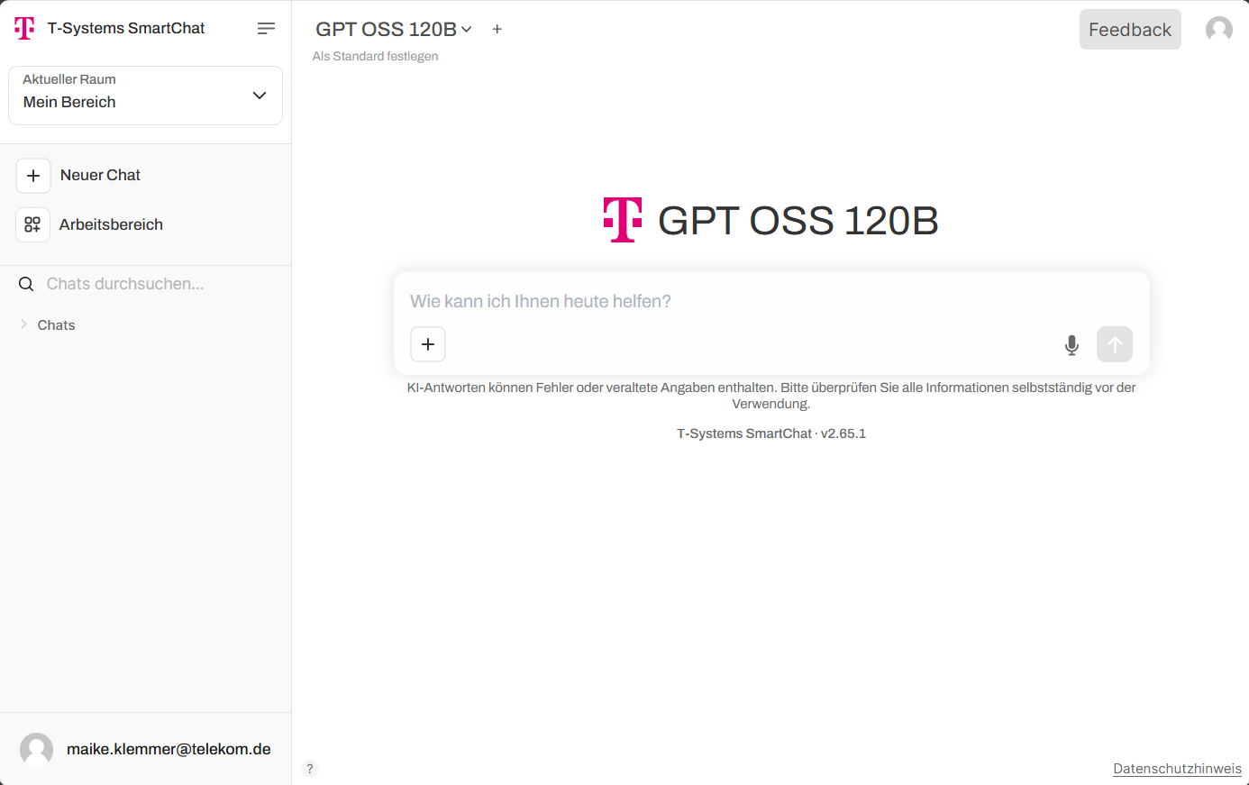 Chatfenster mit "Neuer Chat"-Button